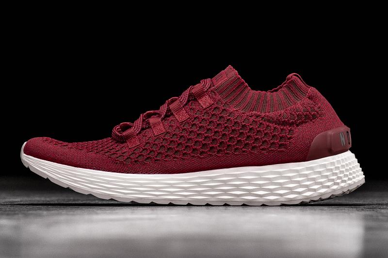 Men\'s Nobull Crimson Knit Running Shoes Burgundy | SG S1988G